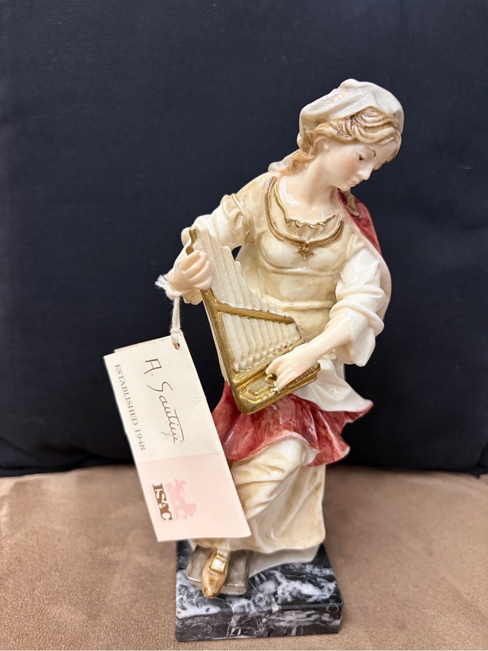 Classical Harpist Sculpture - Capodimonte style New